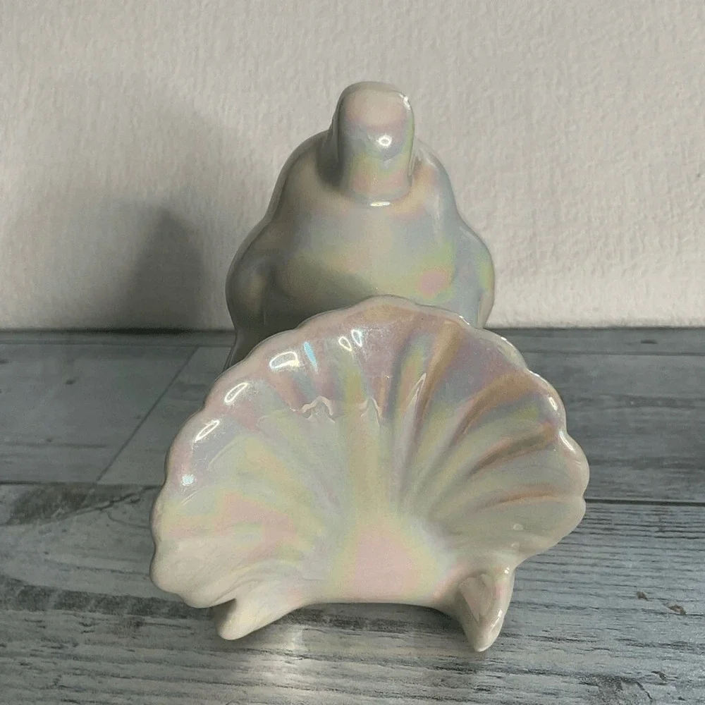 VTG Bird Pigeon Figurine White Dove w Mother of Pearls Glaze‎ 4.5
